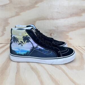 Vans Off The Wall - SK8 Hi With Palm & Dolphins- Sneakers - Black - Women's -8.5